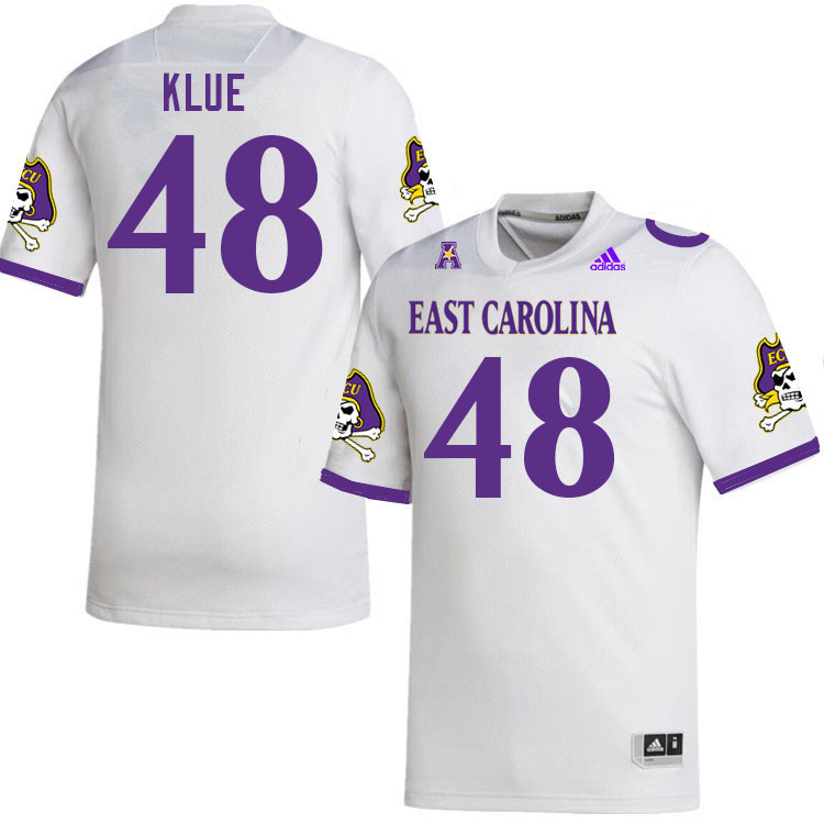 Men #48 Grayson Klue ECU Pirates 2023 College Football Jerseys Stitched-White